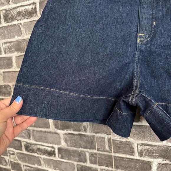 SPANX Denim Shorts Dark Wash Stretchy Pull‎ On pockets - Picture 6 of 11